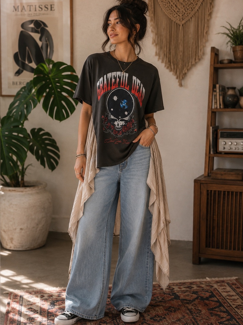 Upcycled Grateful Dead Boho Graphic Tee
